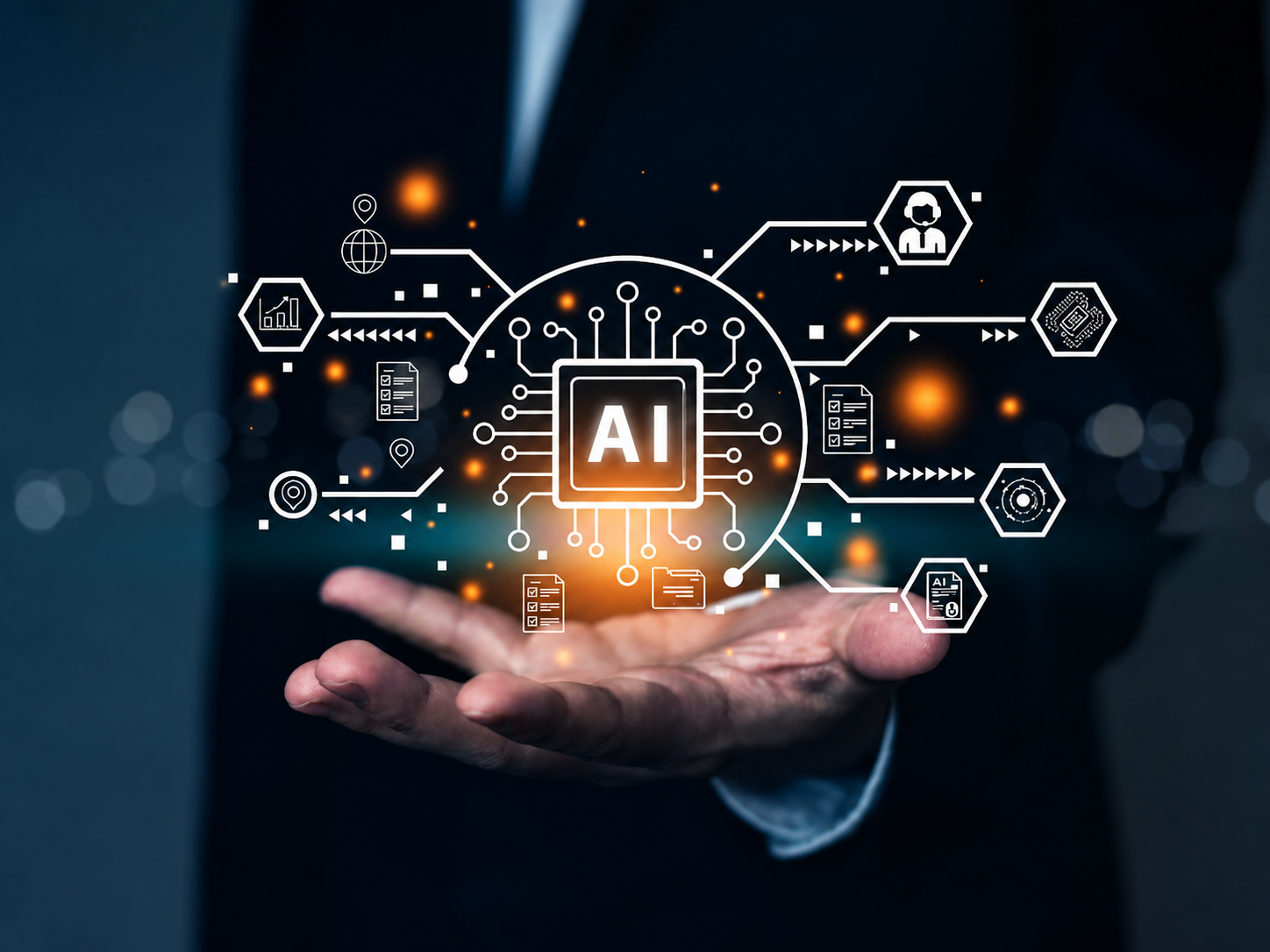 Agentic routing canvas splitting work between AI and human handles